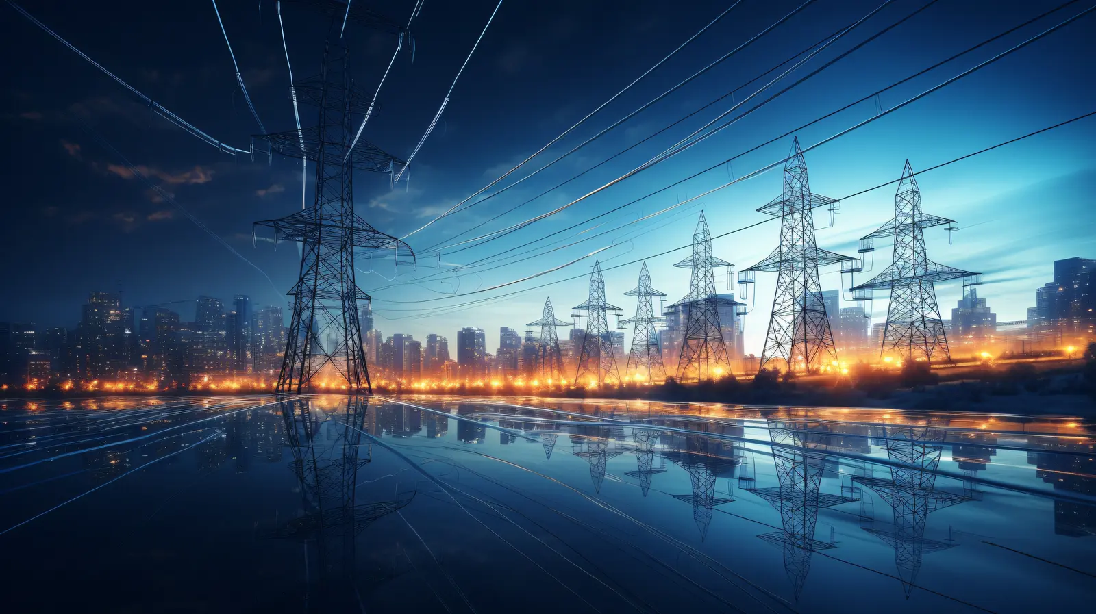 شبكة نقل طاقة كهربائية — صورة توضيحية عامة — Electrical power transmission grid, generic illustrative image